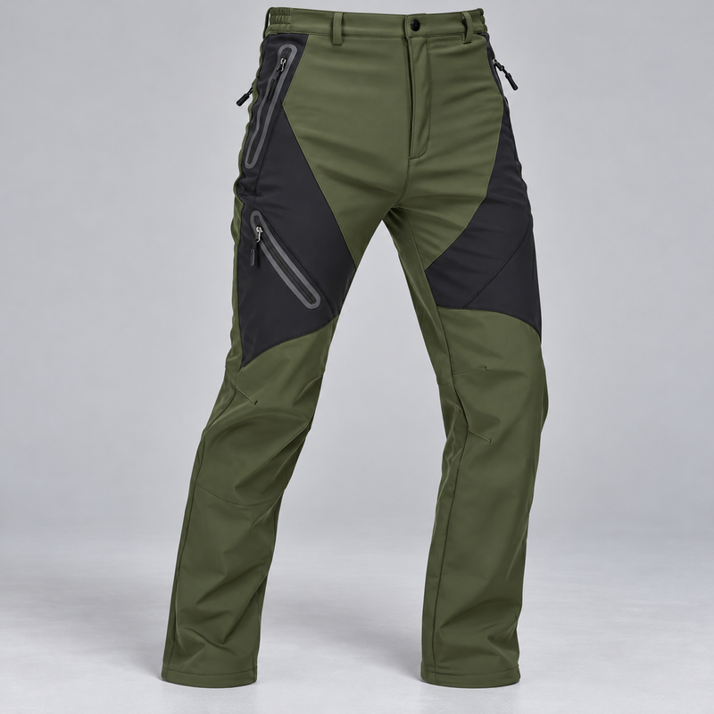 Men's Waterproof Fleece Lined Cargo Pants with Zip Pockets and Articulated Knees