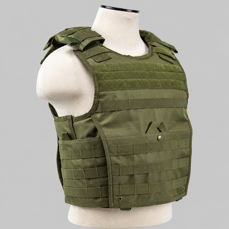 Men's MOLLE Tactical Plate Carrier Vest with Adjustable Cummerbund and Quick Release