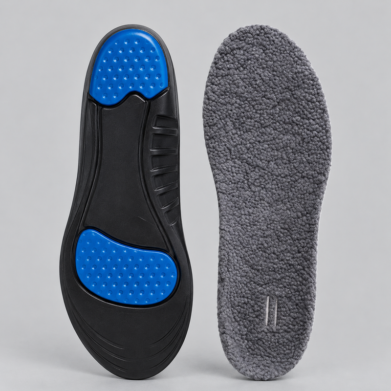 Unisex Winter Orthopedic Shoe Insoles with Warm Fleece Top and Shock Absorption