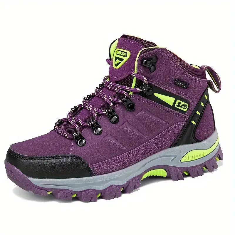Women's Mid Top Hiking Boots with Cushioned Sole and Lace Up Closure