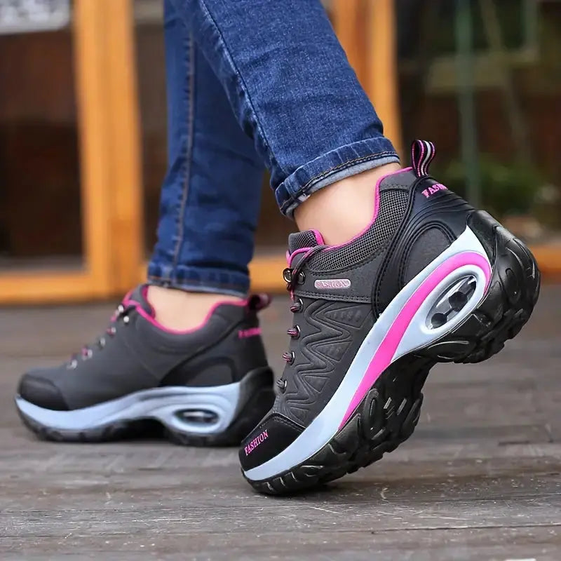 Women's Lightweight Hiking Shoes with Cushioned Air Sole and Lace Up Closure