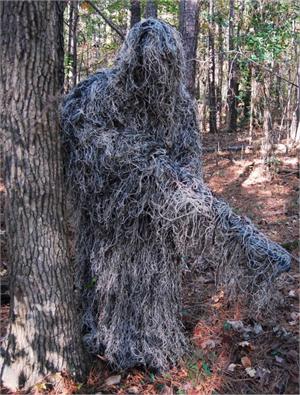 Men's One Piece Ghillie Poncho with Attached Hood and Sleeves