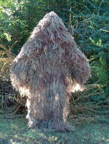 Men's One Piece Ghillie Poncho with Attached Hood and Sleeves