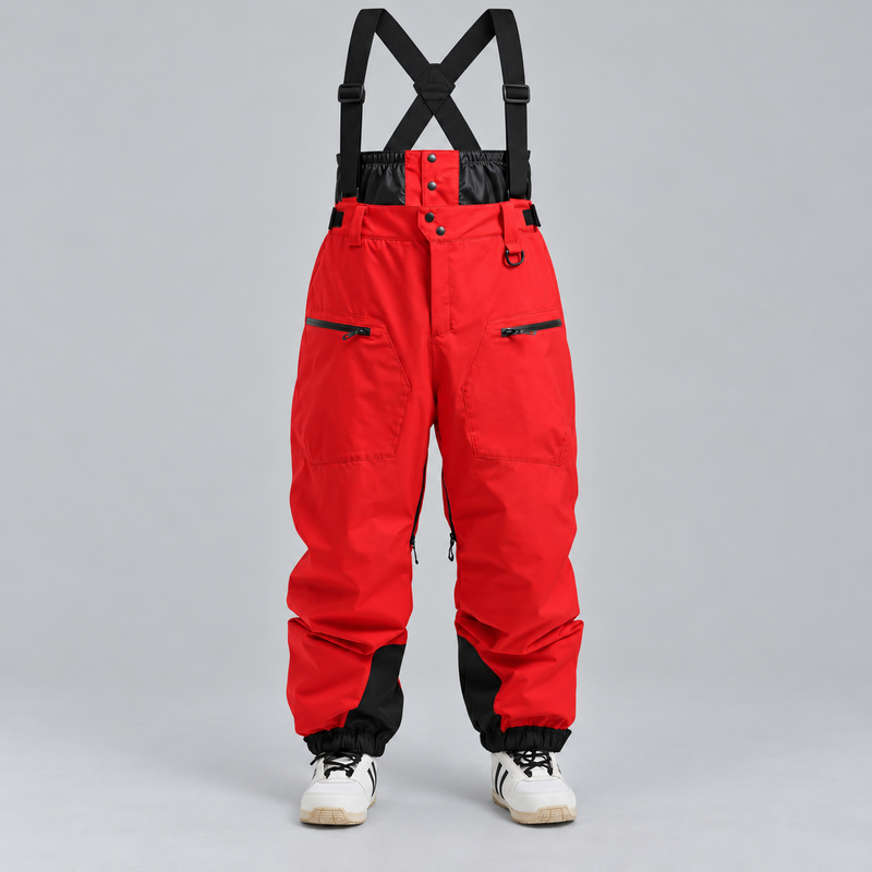 Women's Waterproof Snowboard Bib Pants with Adjustable Straps and Pockets