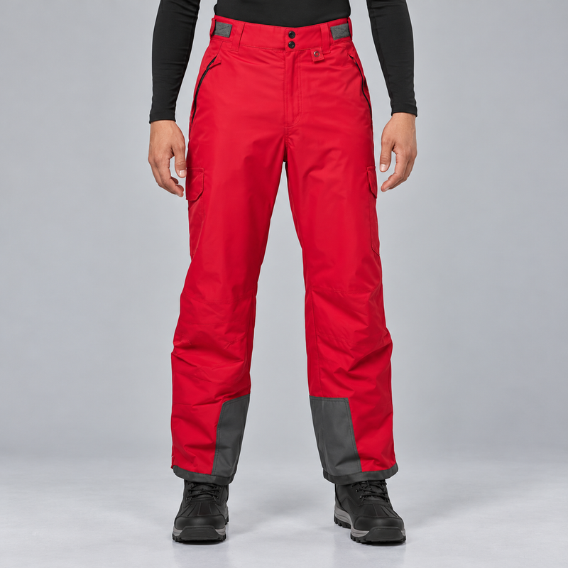 Men's Water Resistant Cargo Snow Pants with Zip Pockets and Reinforced Cuffs