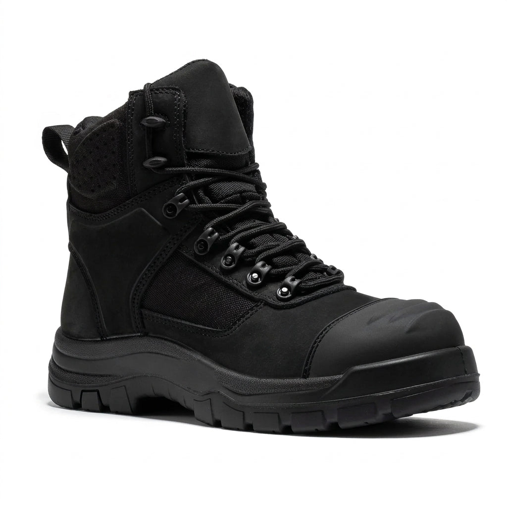 Men's Waterproof Composite Toe Leather Work Boots with Slip Resistant Outsole