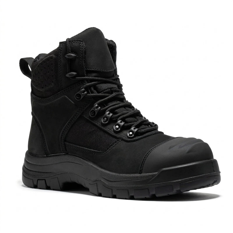 Men's Waterproof Composite Toe Leather Work Boots with Slip Resistant Outsole