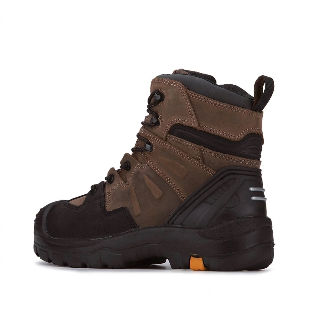 Men's Waterproof Soft Toe Leather Work Boots with Rubber Outsole