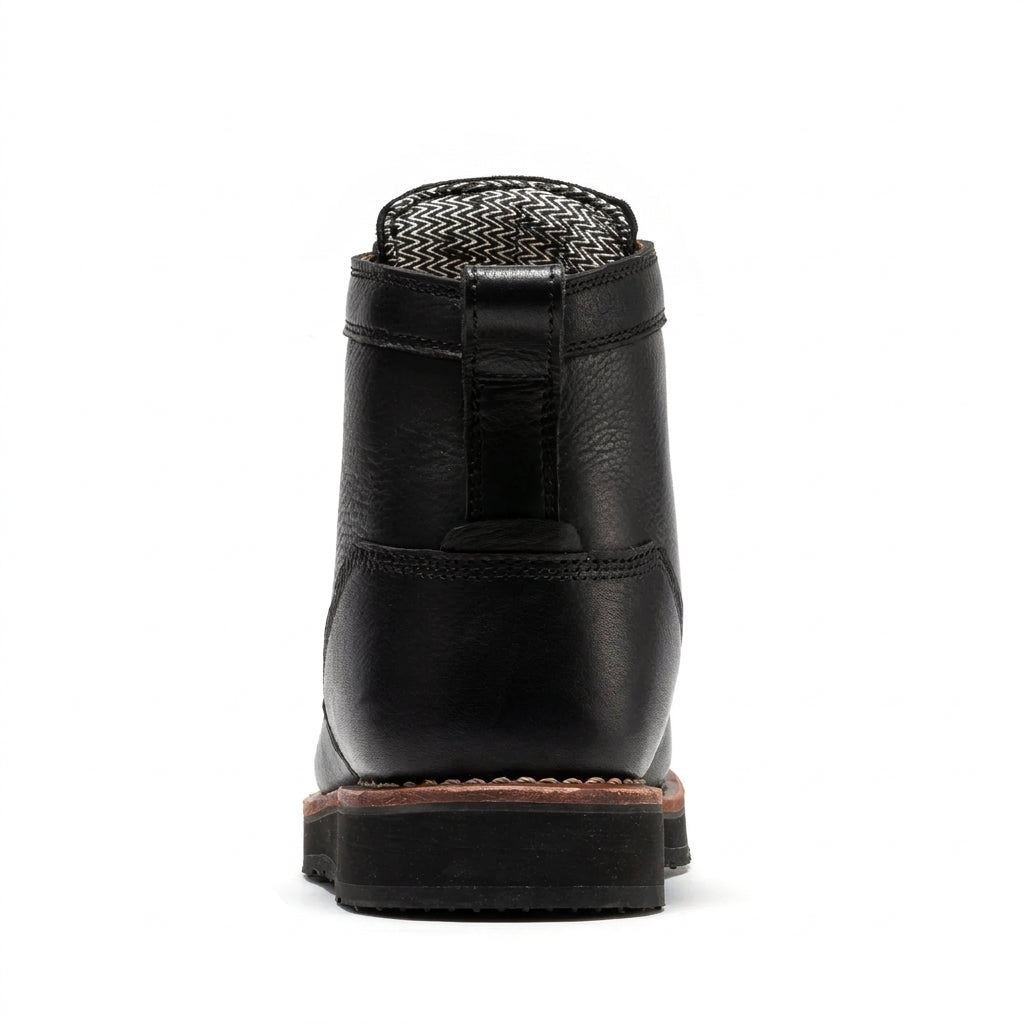Men's Steel Toe Leather Work Boots with Wedge Sole and Lace Up