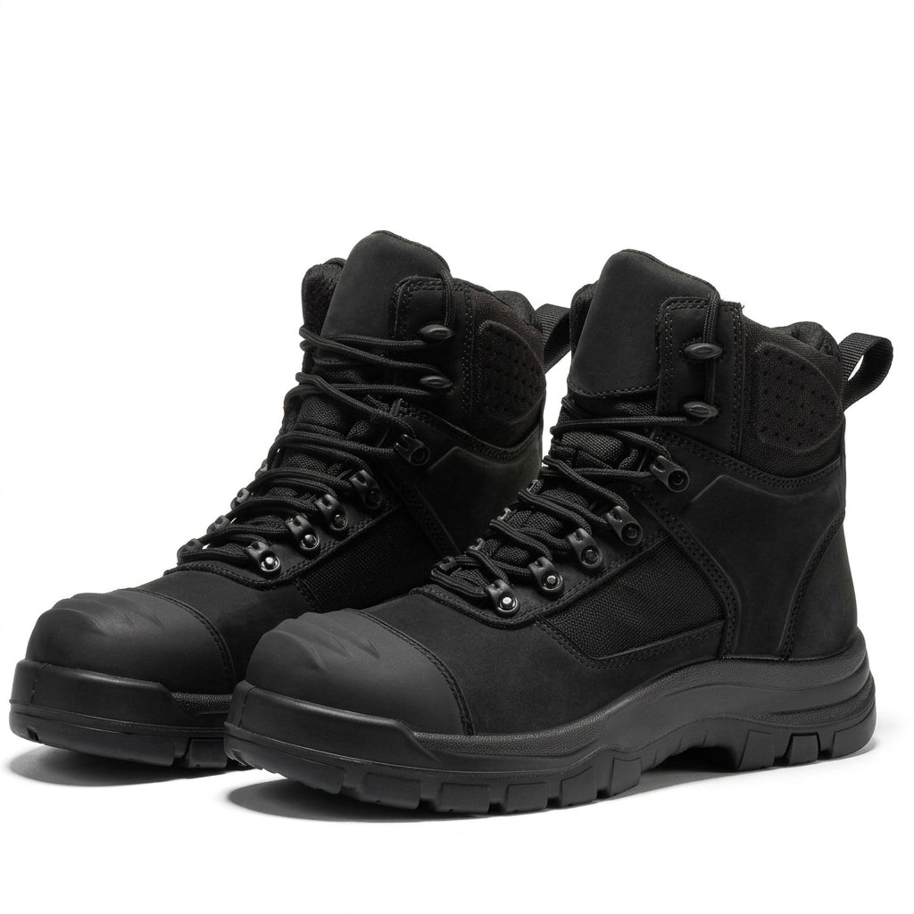 Men's Waterproof Composite Toe Leather Work Boots with Slip Resistant Outsole