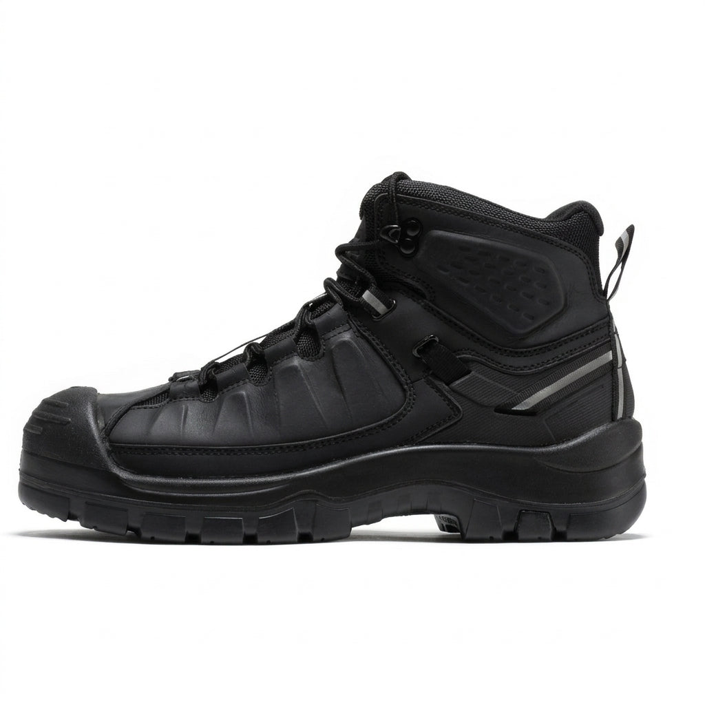 Men's Waterproof Leather Work Boots with Composite Toe and Rubber Sole