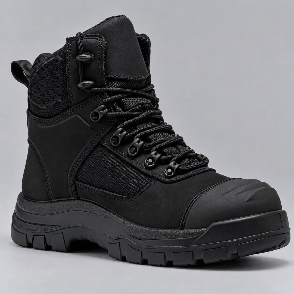 Men's Waterproof Composite Toe Leather Work Boots with Slip Resistant Outsole