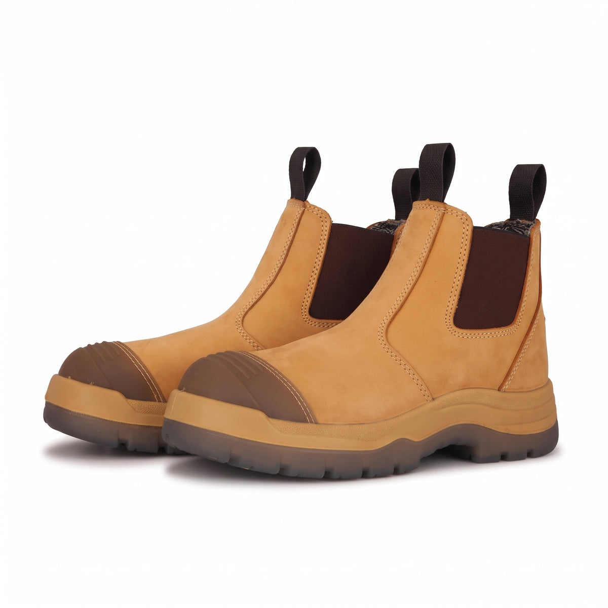 Men's Slip On Leather Work Boots with Steel Toe and Antistatic Protection