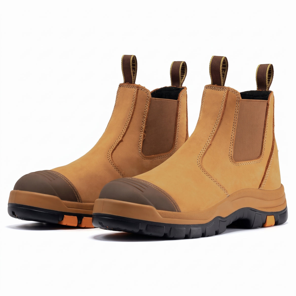 Men's Slip On Leather Work Boots with Steel Toe and Antistatic Protection