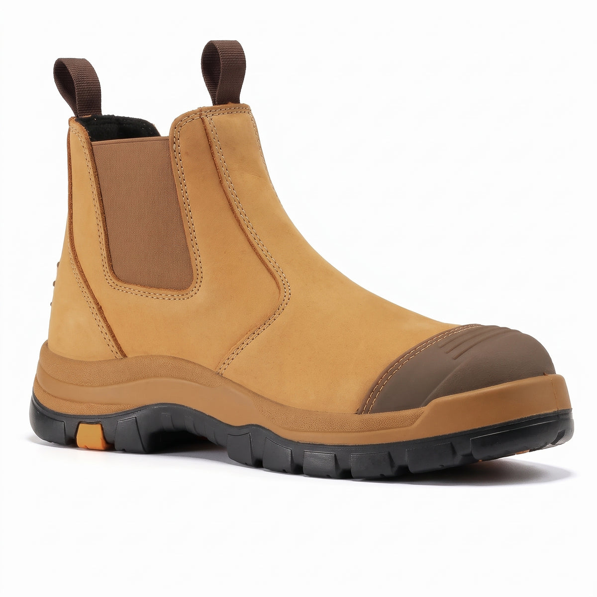Men's Slip On Leather Work Boots with Steel Toe and Antistatic Protection
