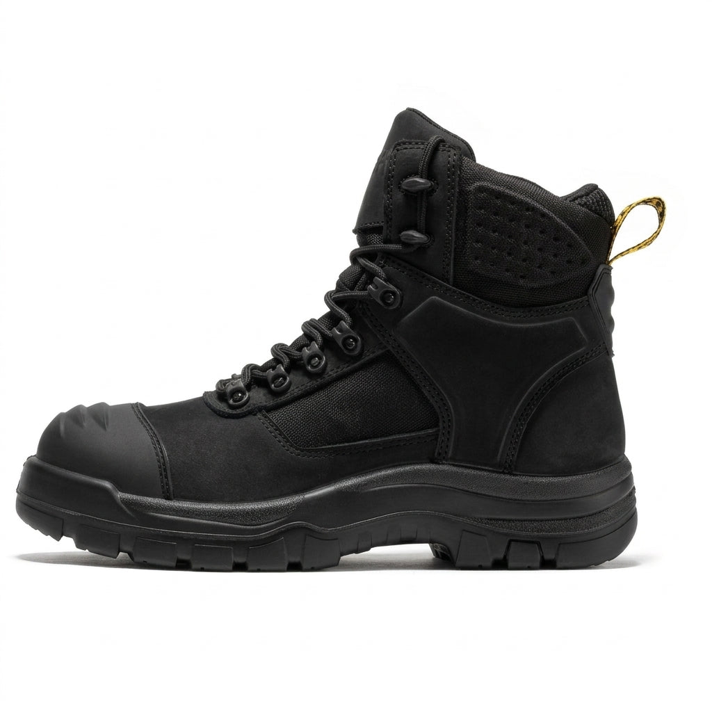 Men's Waterproof Composite Toe Leather Work Boots with Slip Resistant Outsole