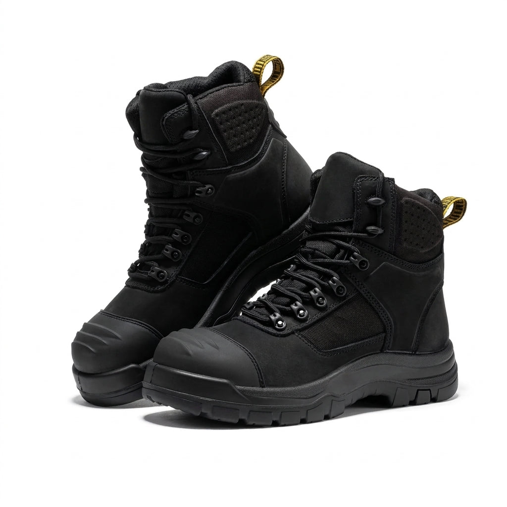 Men's Waterproof Composite Toe Leather Work Boots with Slip Resistant Outsole