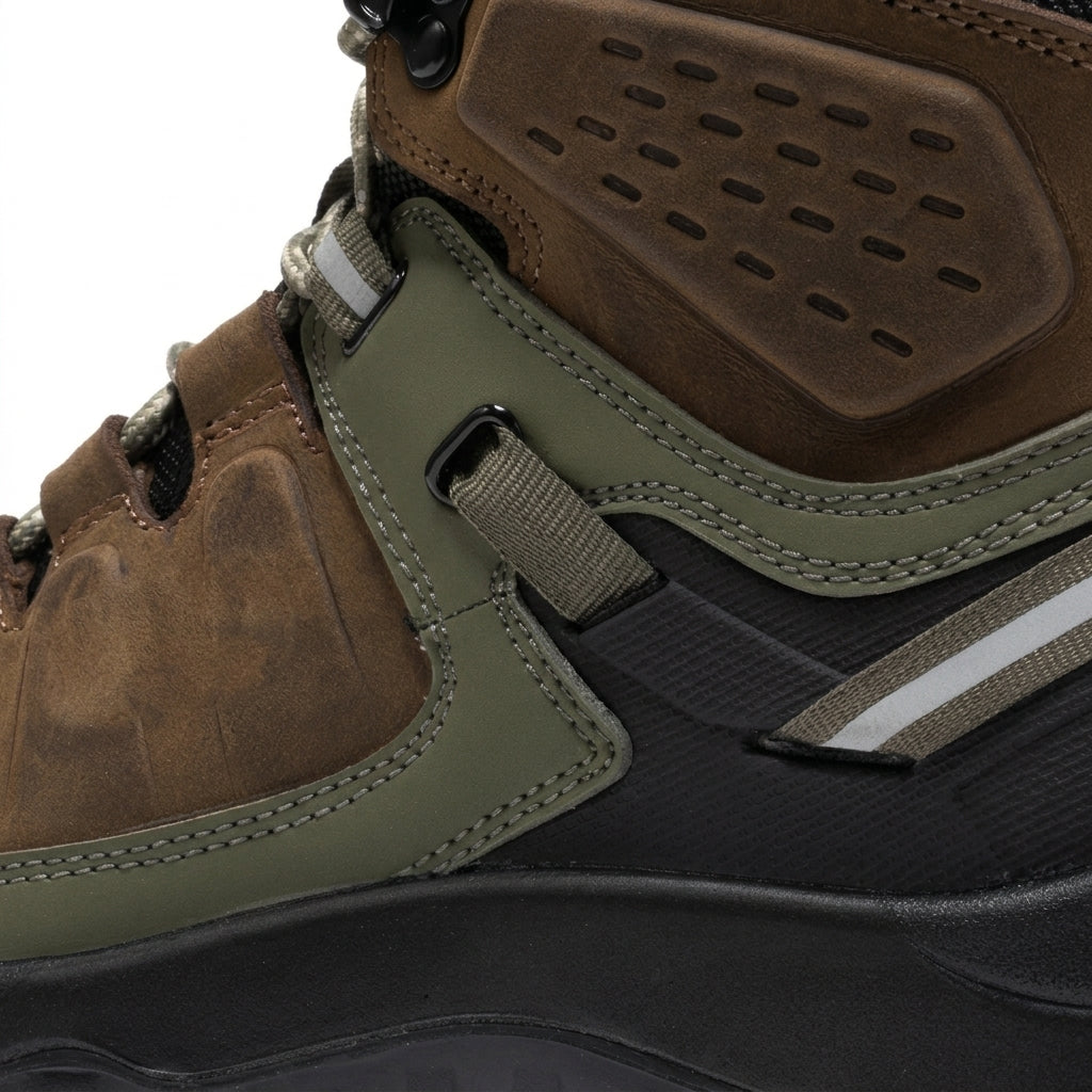 Men's Waterproof Leather Work Boots with Composite Toe and Rubber Sole