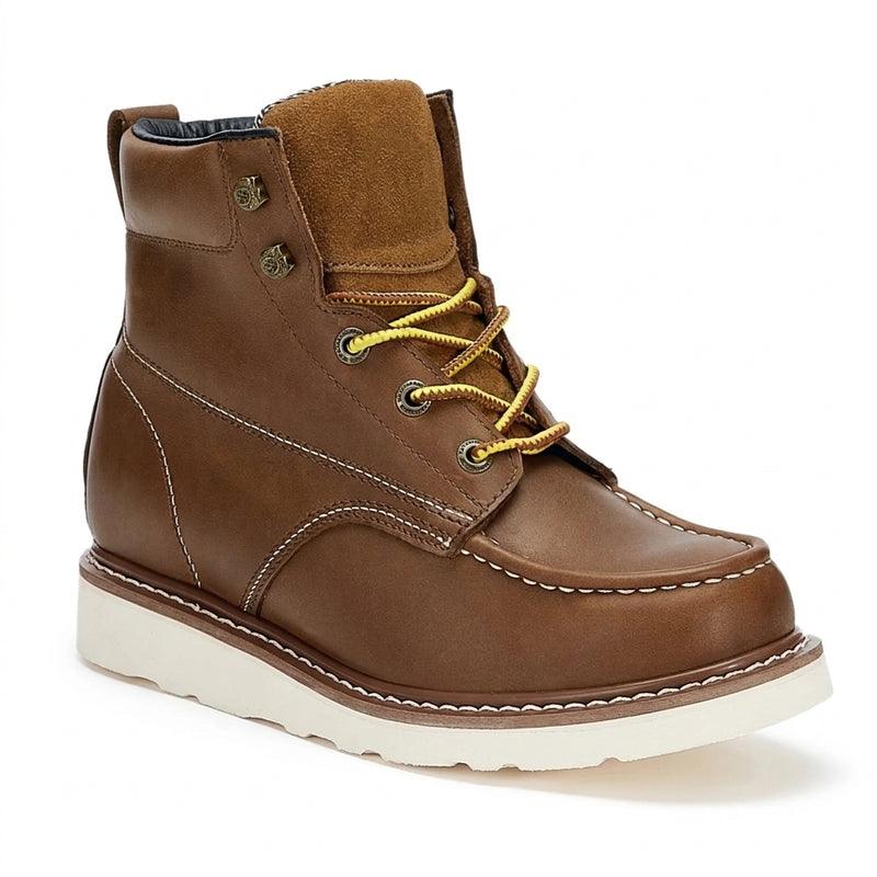 Men's Waterproof Steel Toe Work Boots with Vibram Outsole and Wedge Sole