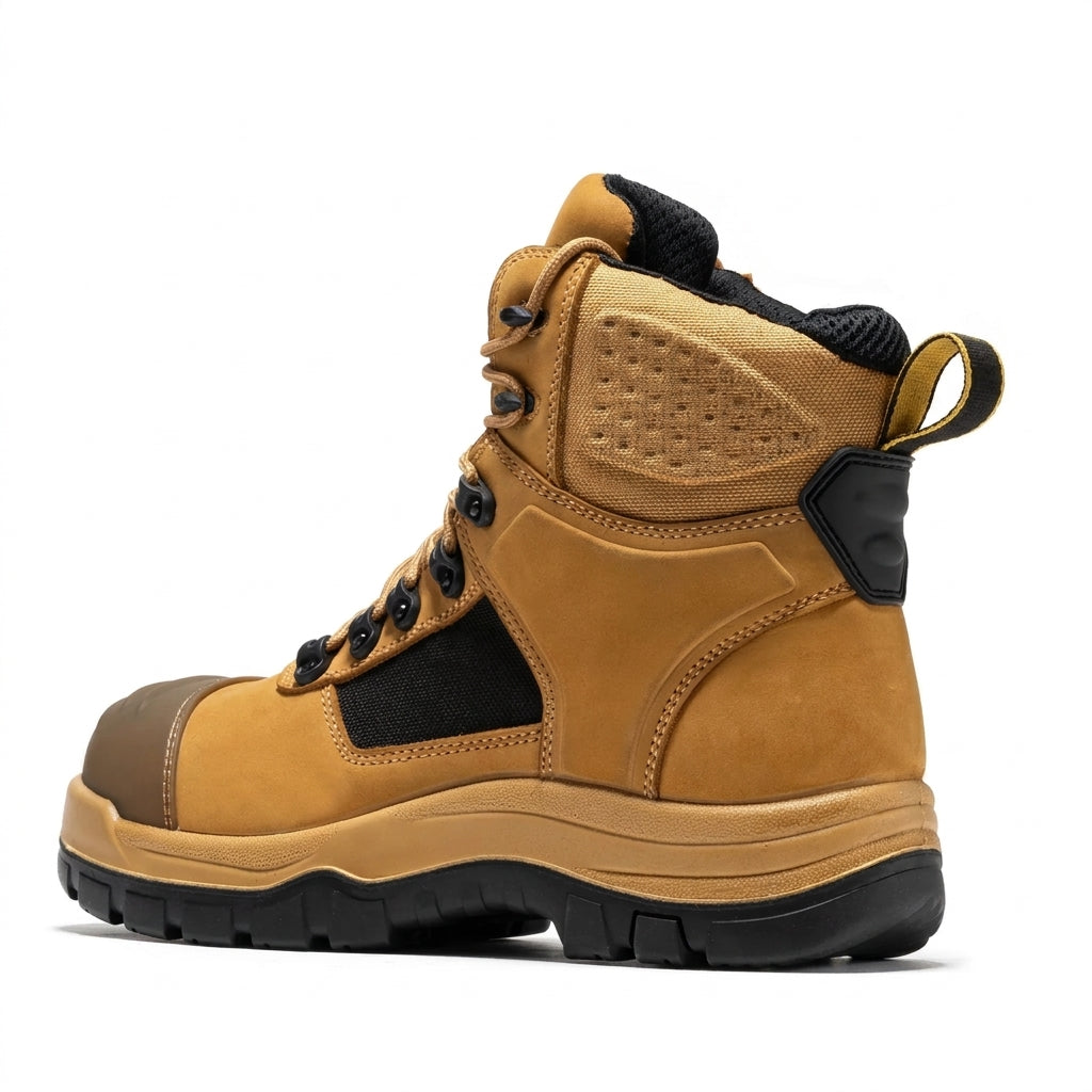 Men's Waterproof Composite Toe Leather Work Boots with Slip Resistant Outsole