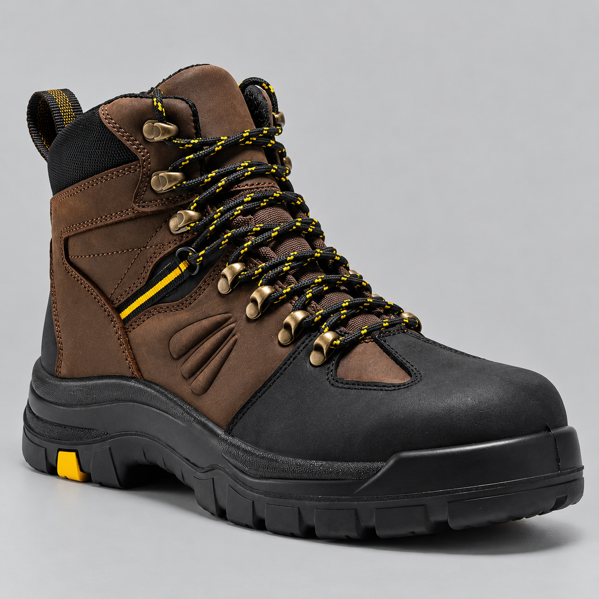 Men's Waterproof Composite Toe Leather Work Boots with Heavy Duty Sole
