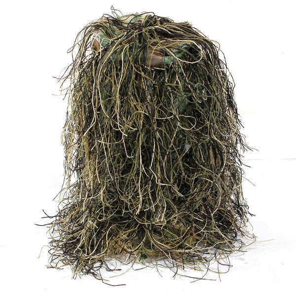 Men's Woodland Camo Ghillie Suit with Rifle Wrap and Storage Bag