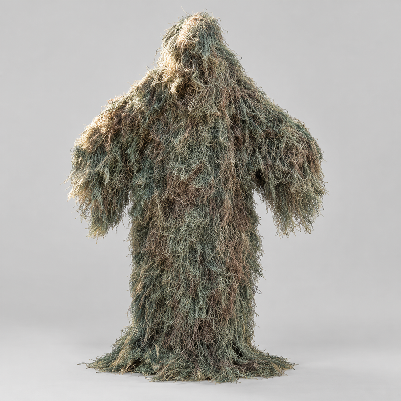Men's One Piece Ghillie Poncho with Attached Hood and Sleeves