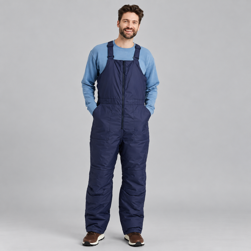 Men's Wind Resistant Insulated Snow Bib Pants with Adjustable Straps and Pockets