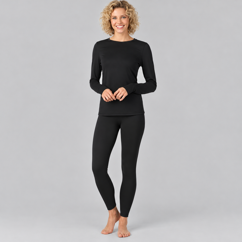 Women's Fleece Lined Thermal Base Layer Set with Long Sleeve Shirt and Leggings