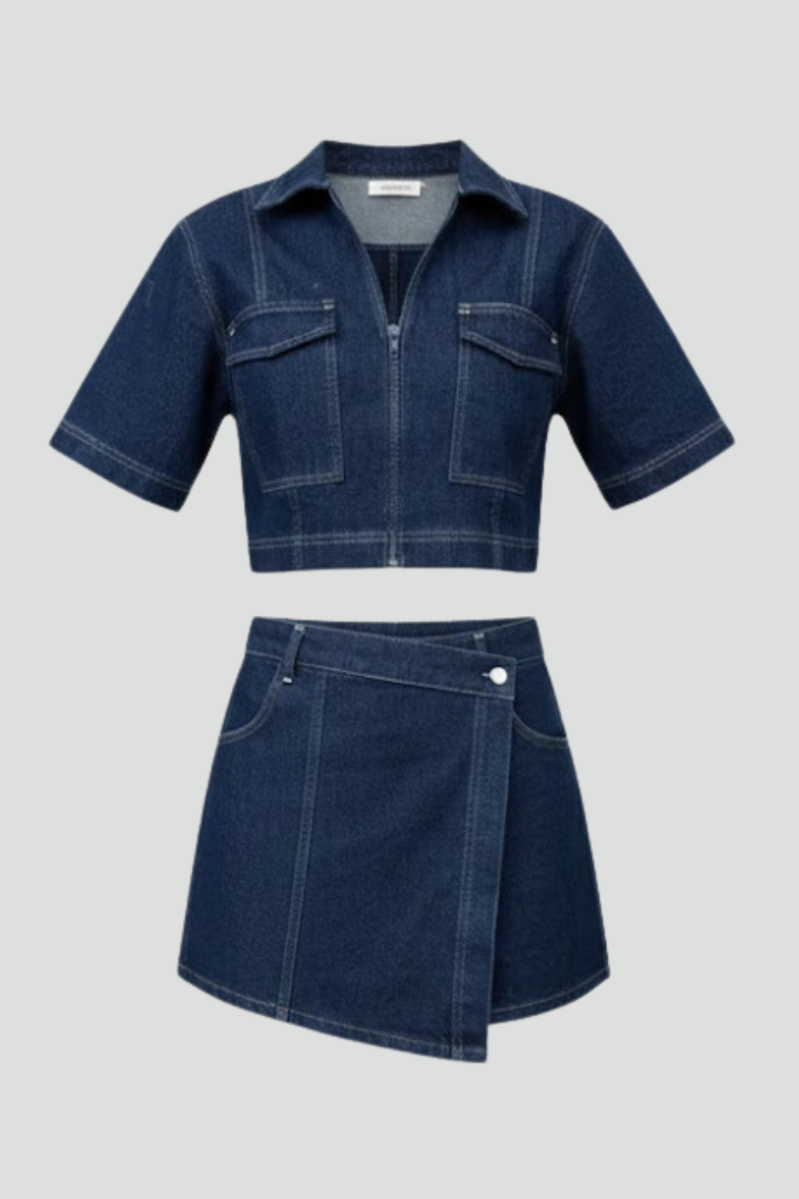 Women's Two-Piece Set with Crop Top
