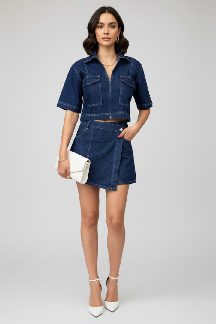 Women's Two-Piece Set with Crop Top
