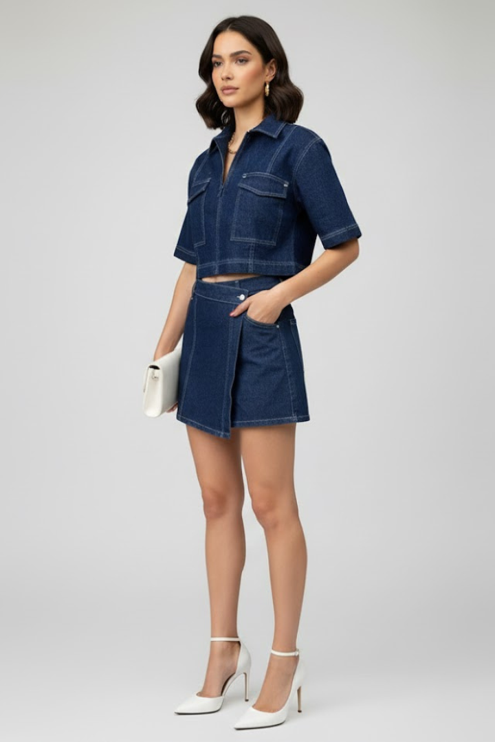 Women's Two-Piece Set with Crop Top