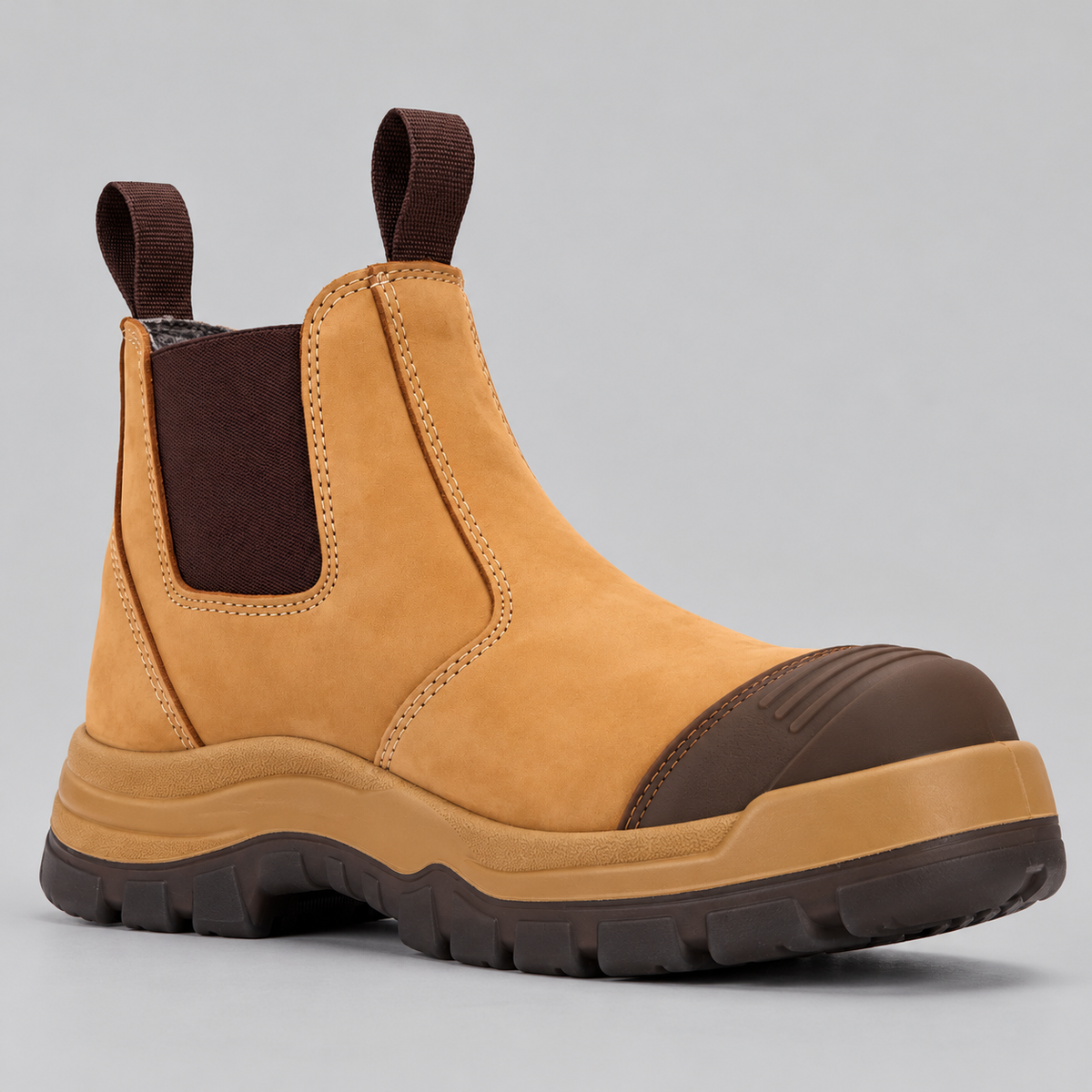 Men's Slip On Leather Work Boots with Steel Toe and Antistatic Protection