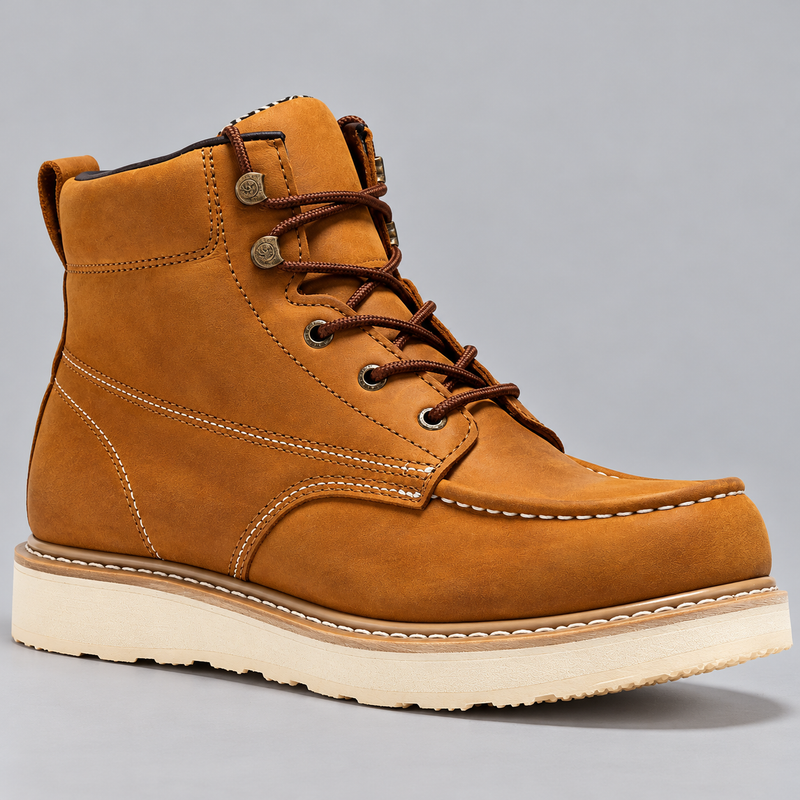 Men's Waterproof Work Boots with Steel Toe and Wedge Sole