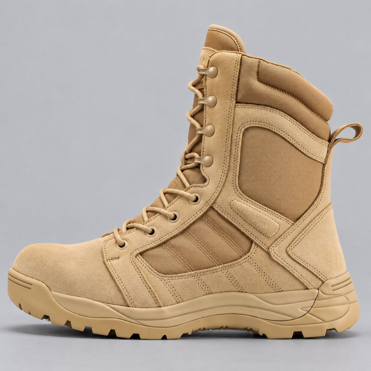 Men's Tactical Suede Boots With Side Zip and Memory Foam Cushioning