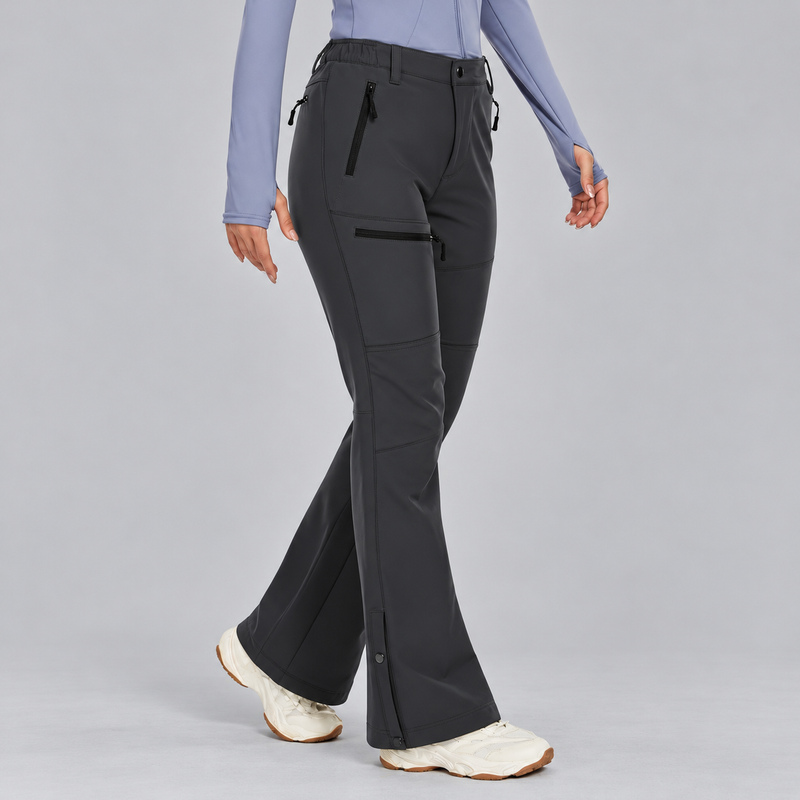 Women's Waterproof Fleece Lined Ski Pants with Zip Pockets and Boot Zippers