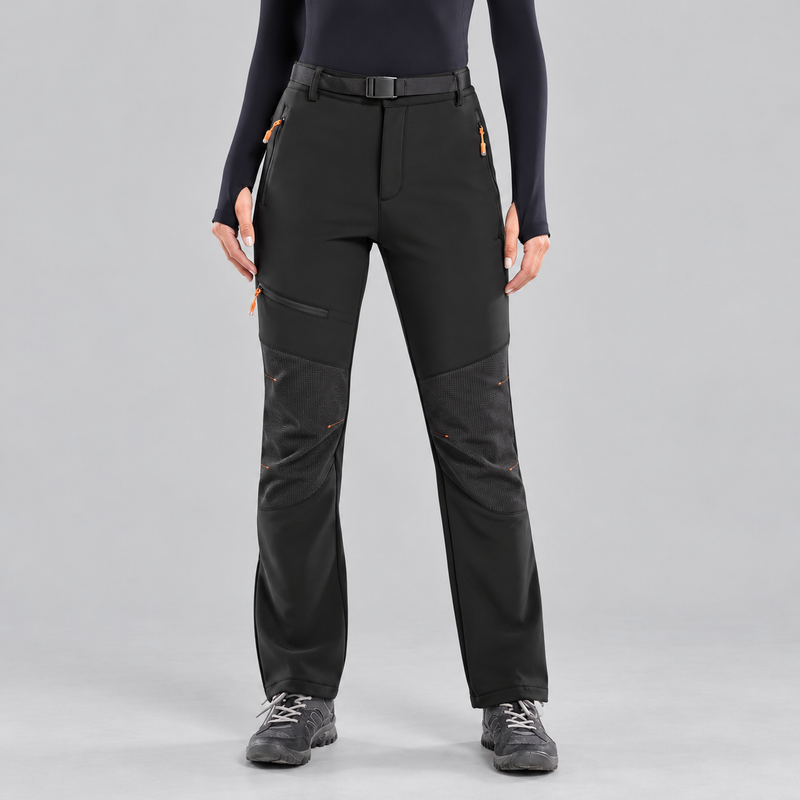 Women's Waterproof Softshell Hiking Pants with Insulated Lining and Zip Pockets
