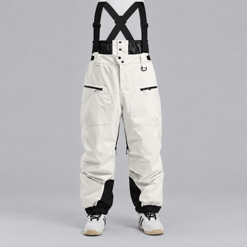 Men's Insulated Waterproof Snowboard Bib Pants with Adjustable Straps and Pockets