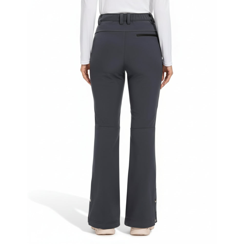 Women's Thermal Fleece Lined Snow Pants with Water Resistant Fabric and Snap Hem