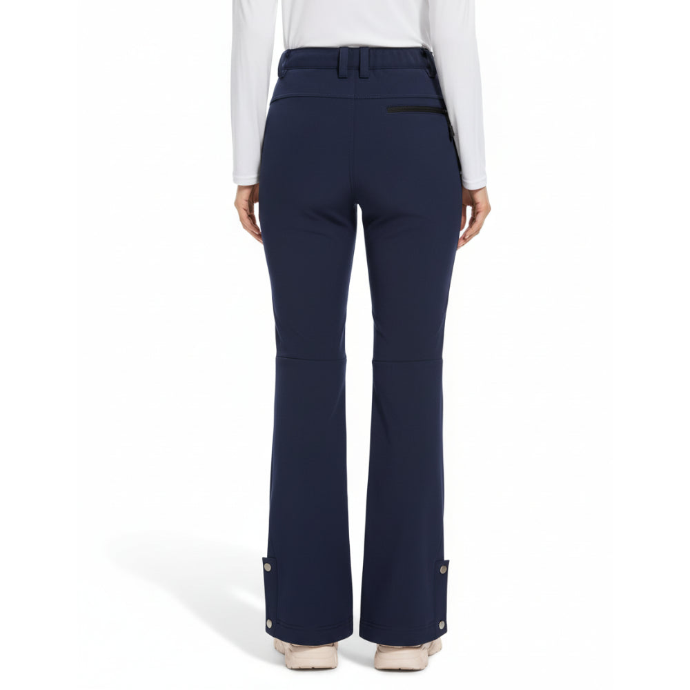 Women's Thermal Fleece Lined Snow Pants with Water Resistant Fabric and Snap Hem