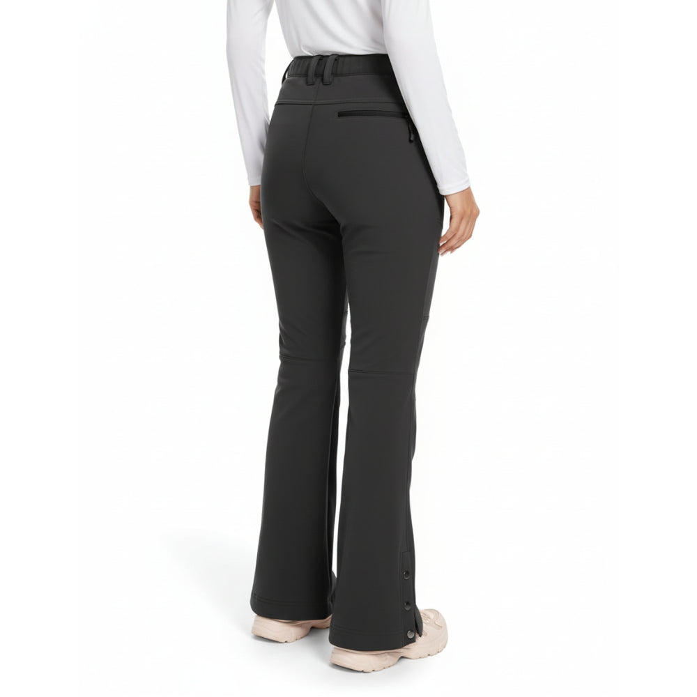 Women's Thermal Fleece Lined Snow Pants with Water Resistant Fabric and Snap Hem