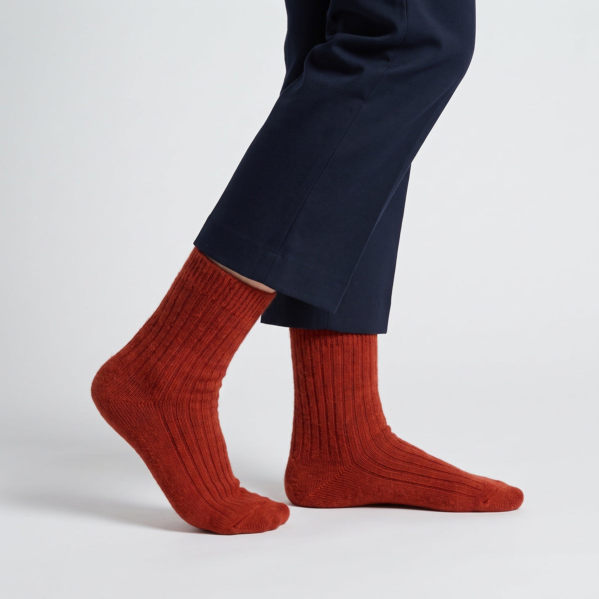 Men's Thick Wool Mid Calf Boot Socks with Ribbed Cuff