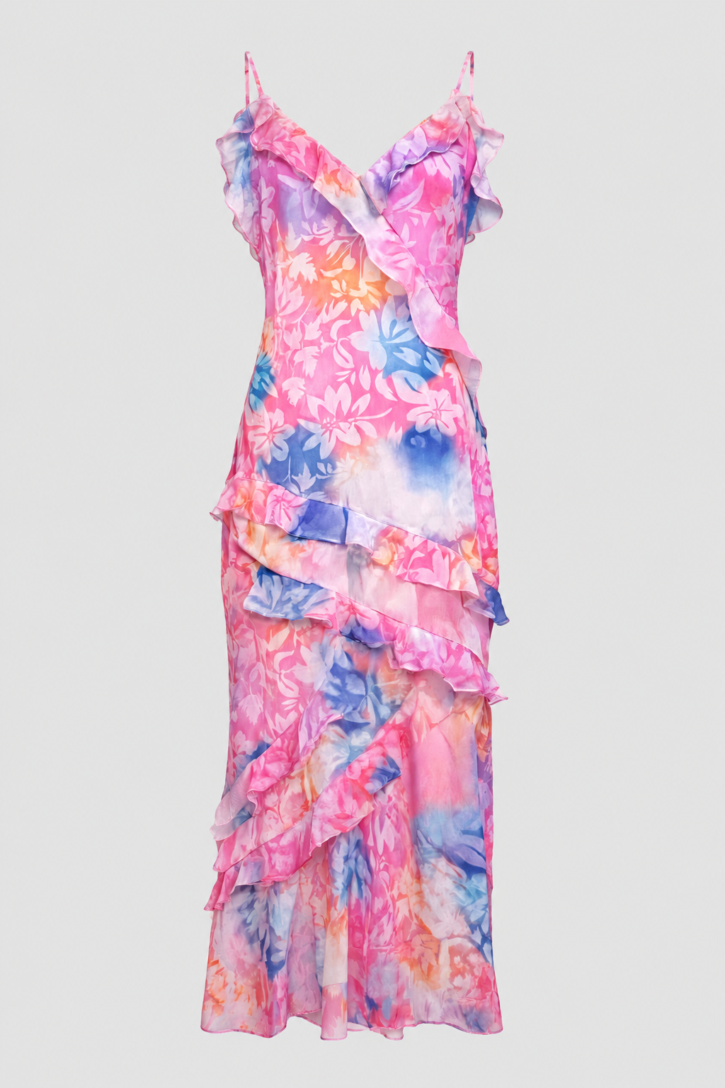 Women's Floral Maxi Dress | Tiered Ruffle Watercolor Gown