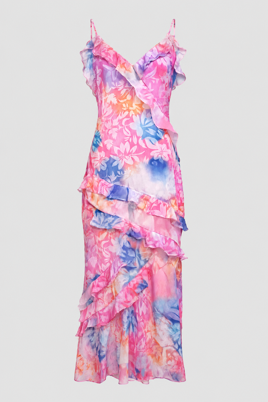 Women's Floral Maxi Dress | Tiered Ruffle Watercolor Gown