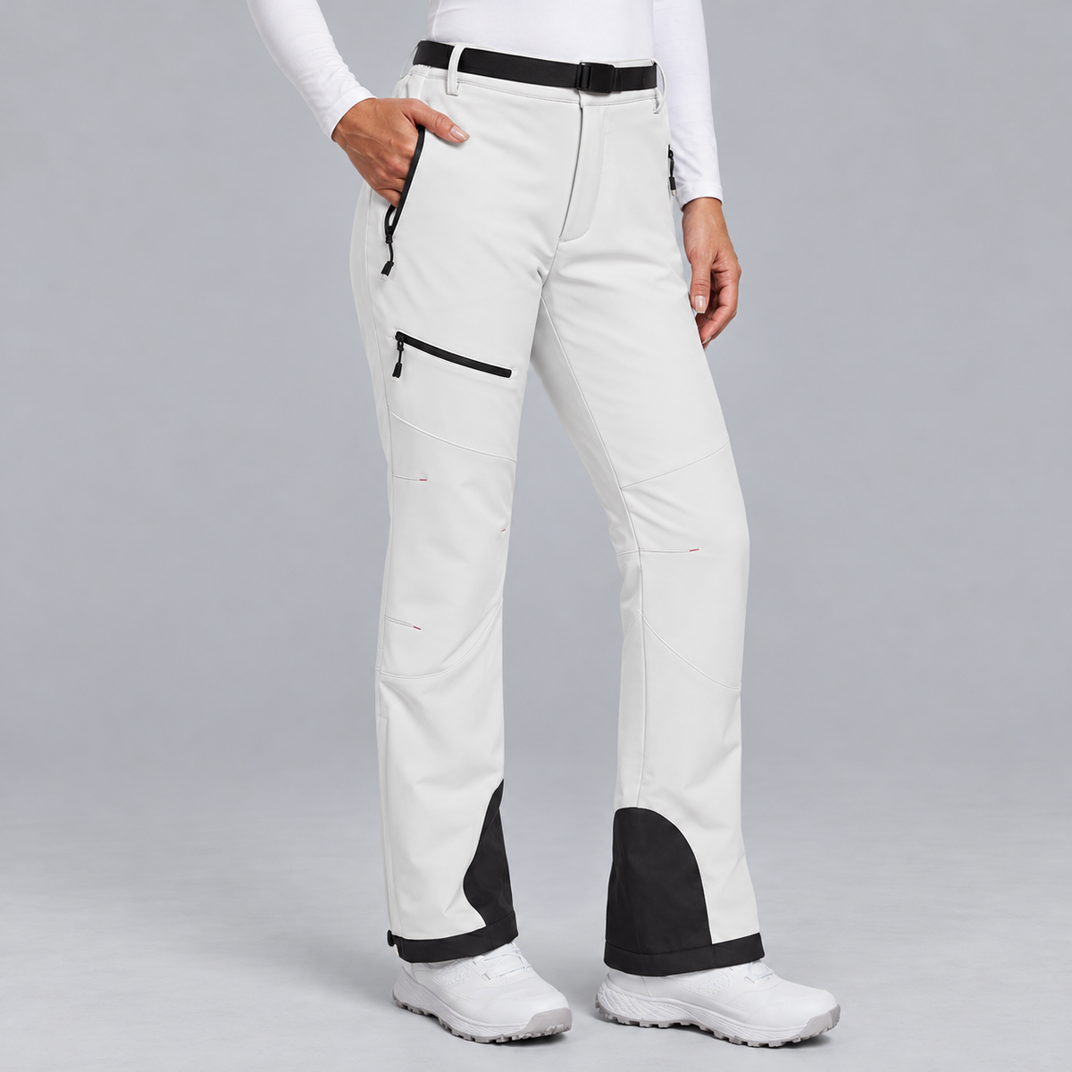 Women's Waterproof Insulated Ski Pants with Fleece Lining and Ankle Zippers