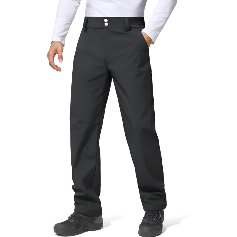 Men's Windproof Softshell Ski Pants with Brushed Fleece Lining and Stretch Fabric