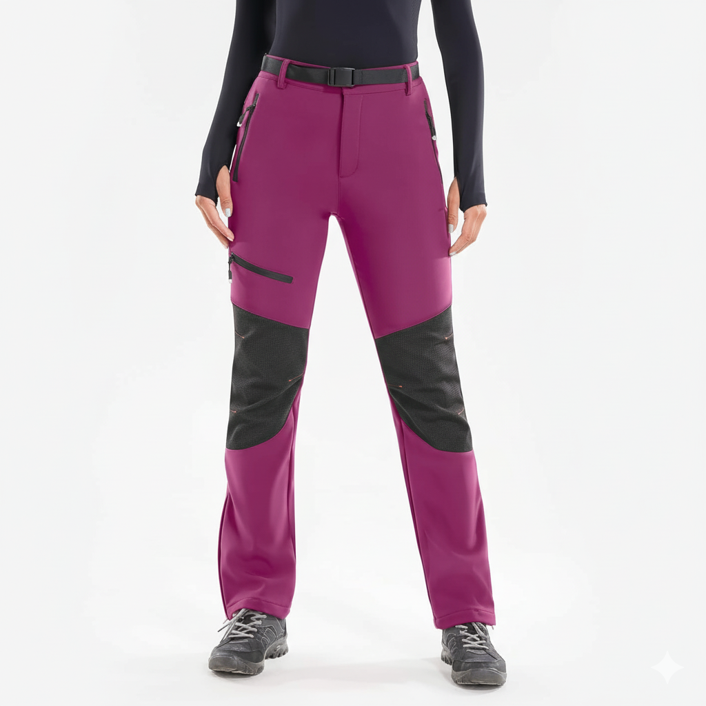 Women's Waterproof Softshell Hiking Pants with Insulated Lining and Zip Pockets