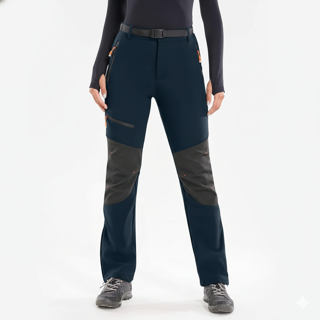 Women's Waterproof Softshell Hiking Pants with Insulated Lining and Zip Pockets