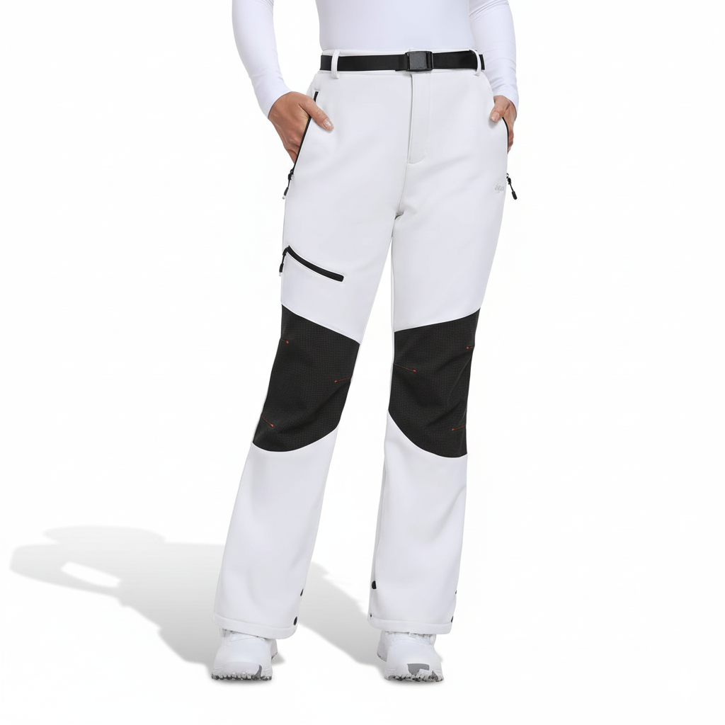 Women's Softshell Ski Pants with Insulated Lining and Reinforced Knee Patches