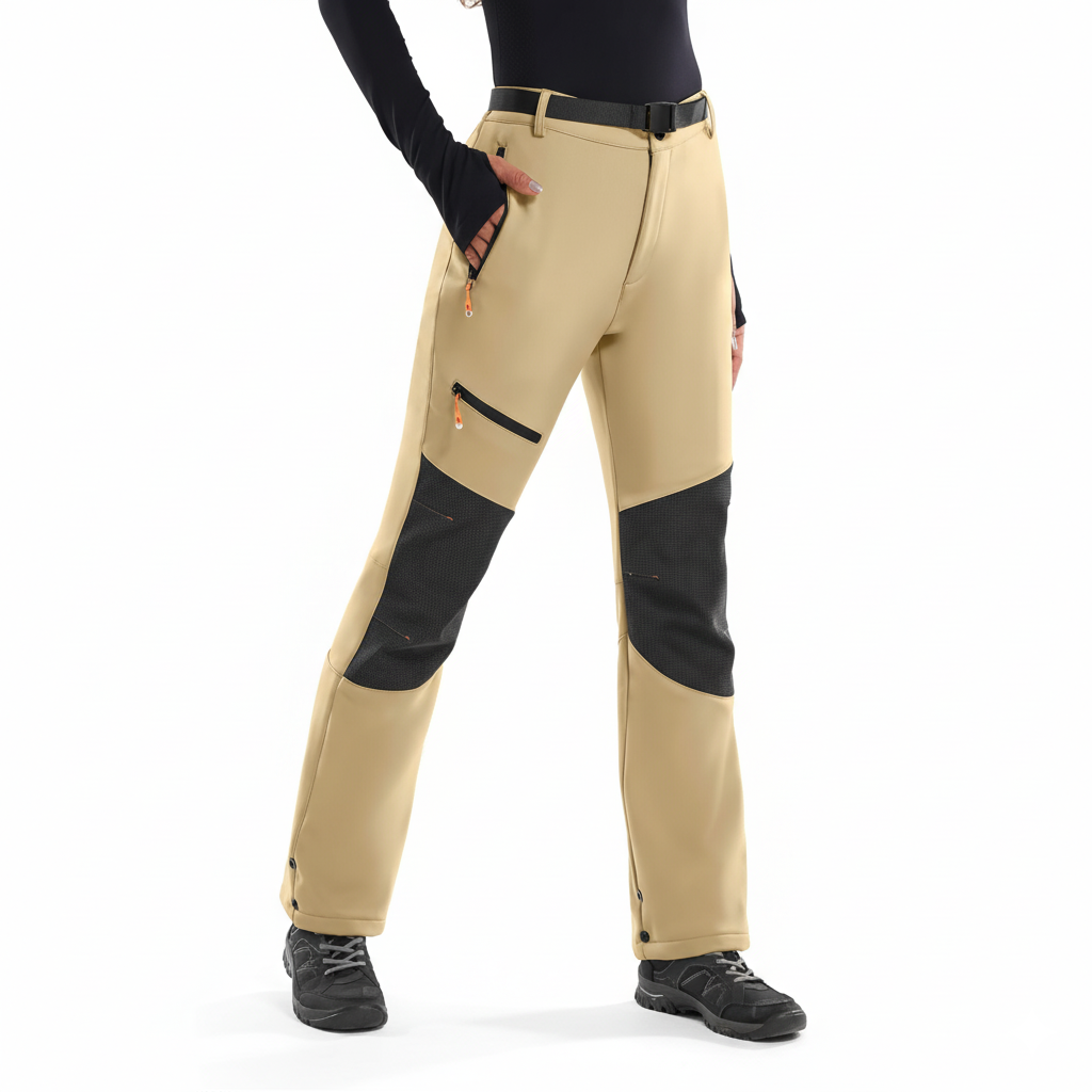 Women's Softshell Ski Pants with Insulated Lining and Reinforced Knee Patches